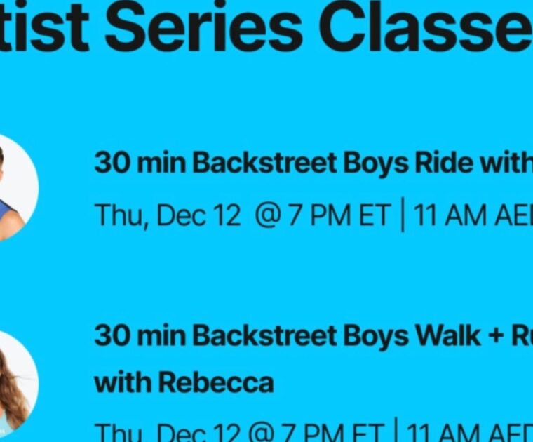 Peloton Backstreet Boys class list. Image credit Peloton social media.