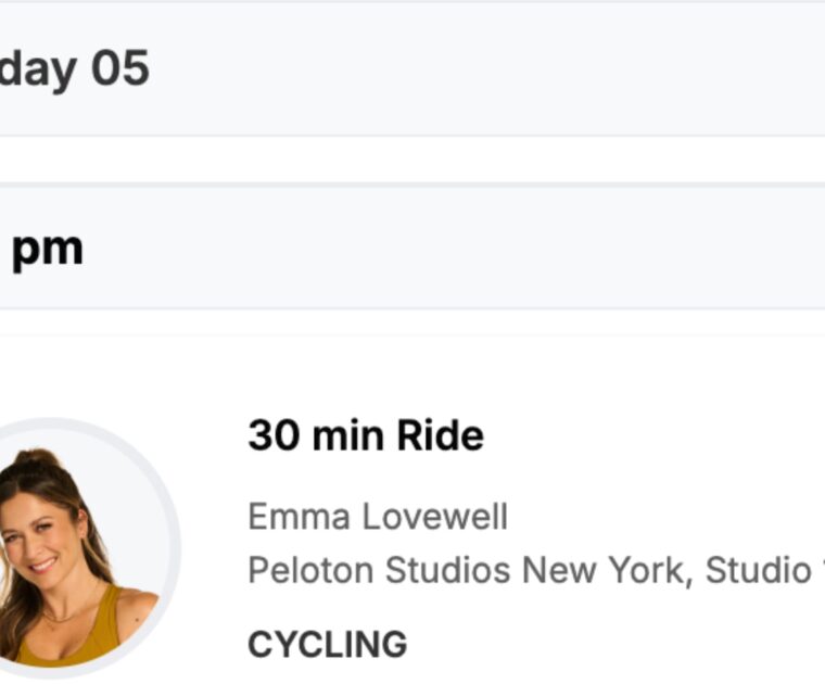 January 5th Class with Emma Lovewell on the Peloton Studio Booking Site