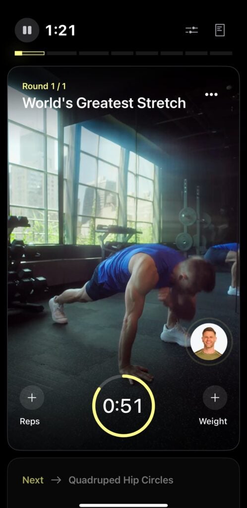 Getting an audio popup from Andy Speer in his program in the Peloton Strength+ app.