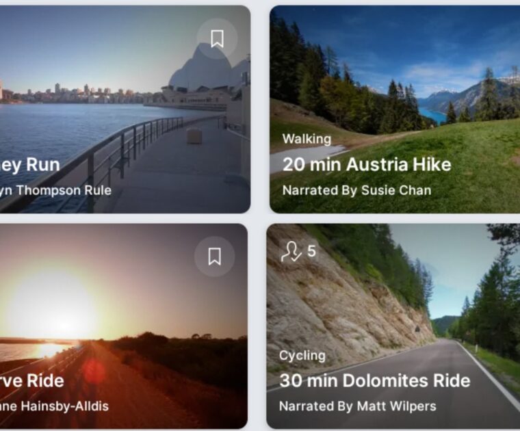 Peloton's Audio Guided Scenic Classes.