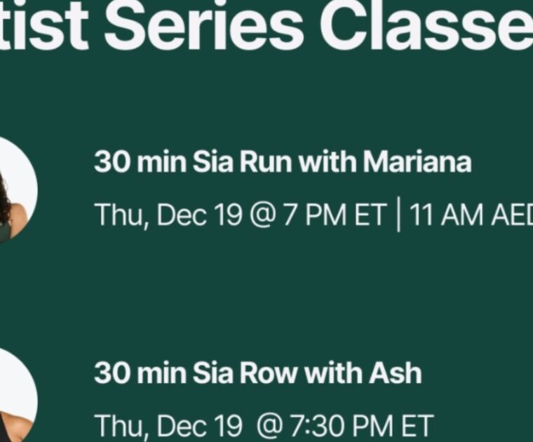 Peloton's Sia artist series class list. Image credit Peloton social media.