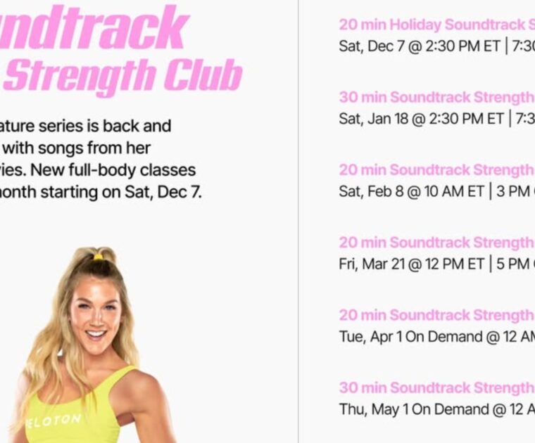 @PelotonStudios Instagram Story announcing return of Soundtrack Strength Club. Image credit Peloton.