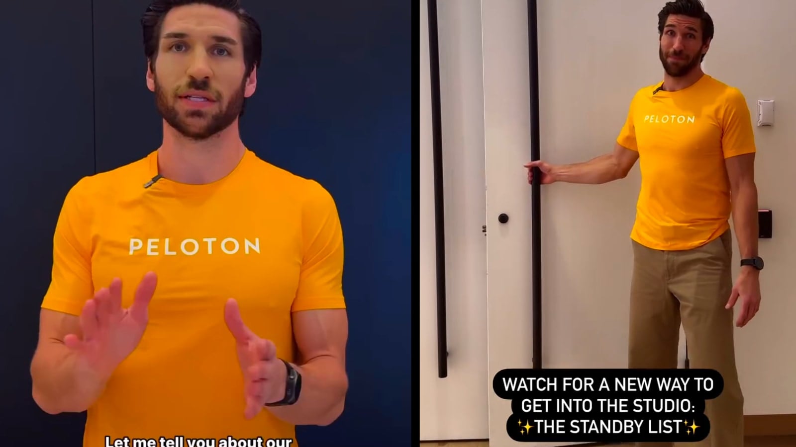 Peloton social media video featuring Alex Karwoski explaining standby process.