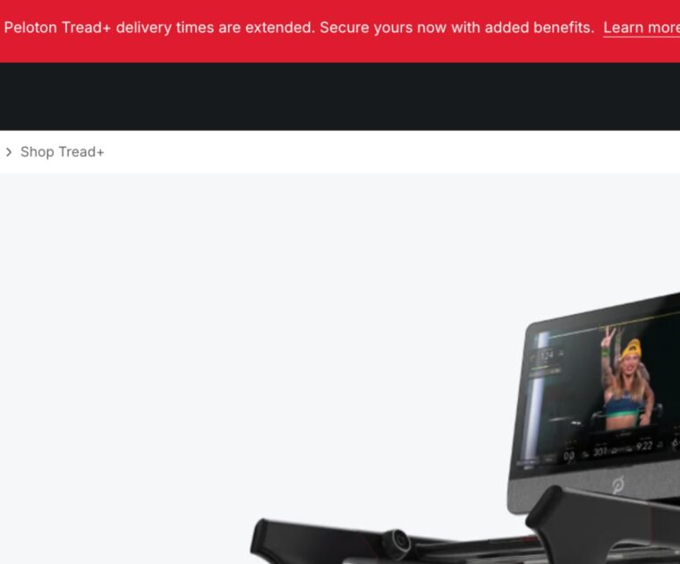 Peloton Tread+ extended delivery times.