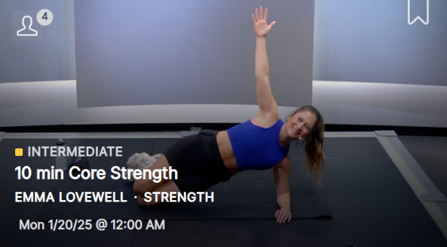 A new 10 minute Core Strength with Emma dropped on January 20, 2025.
