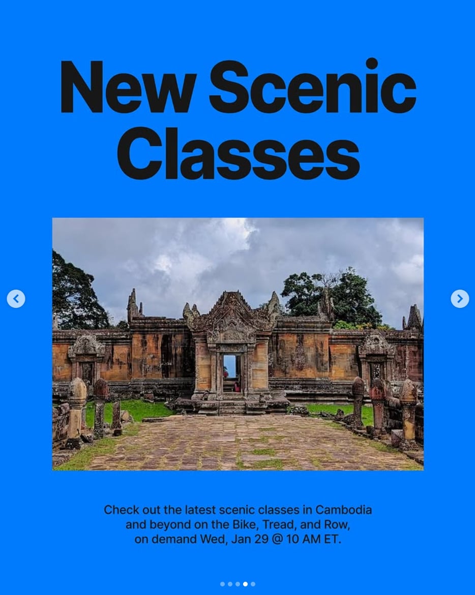 New scenic classes in Cambodia will drop this week. Image credit Peloton social media.