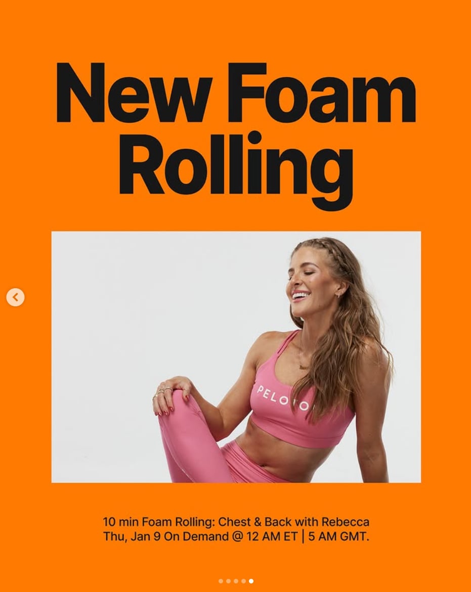 Rebecca Kennedy will have a new Chest & Back Foam Rolling class on demand this week. Image credit Peloton social media.
