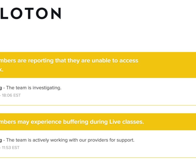 Multiple Peloton bugs in January 2025.