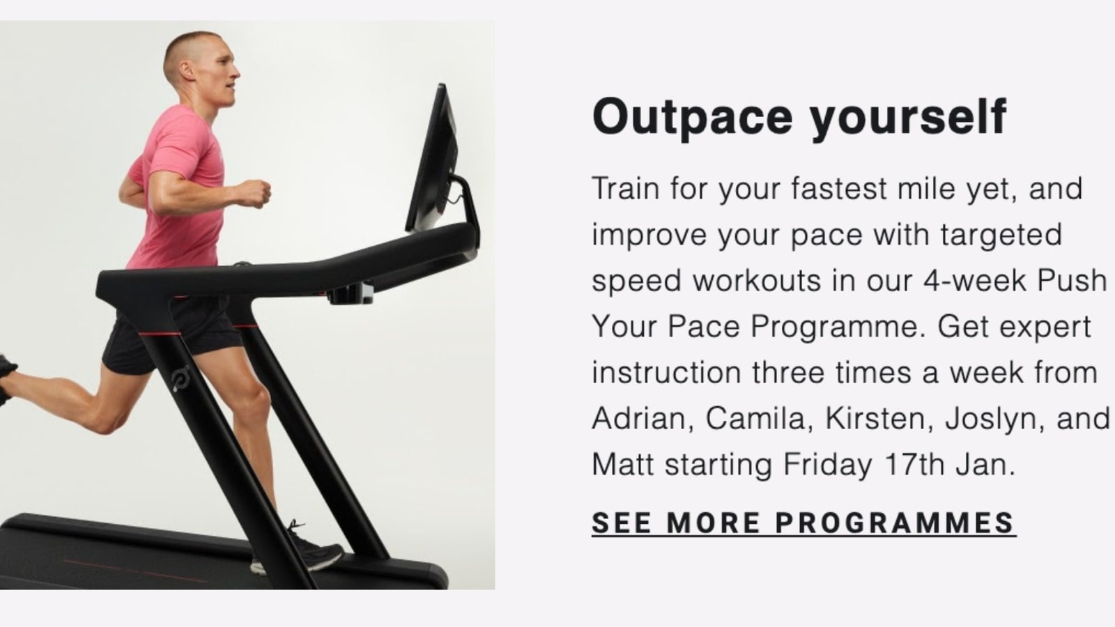 New Push the Pace program on Peloton in January.
