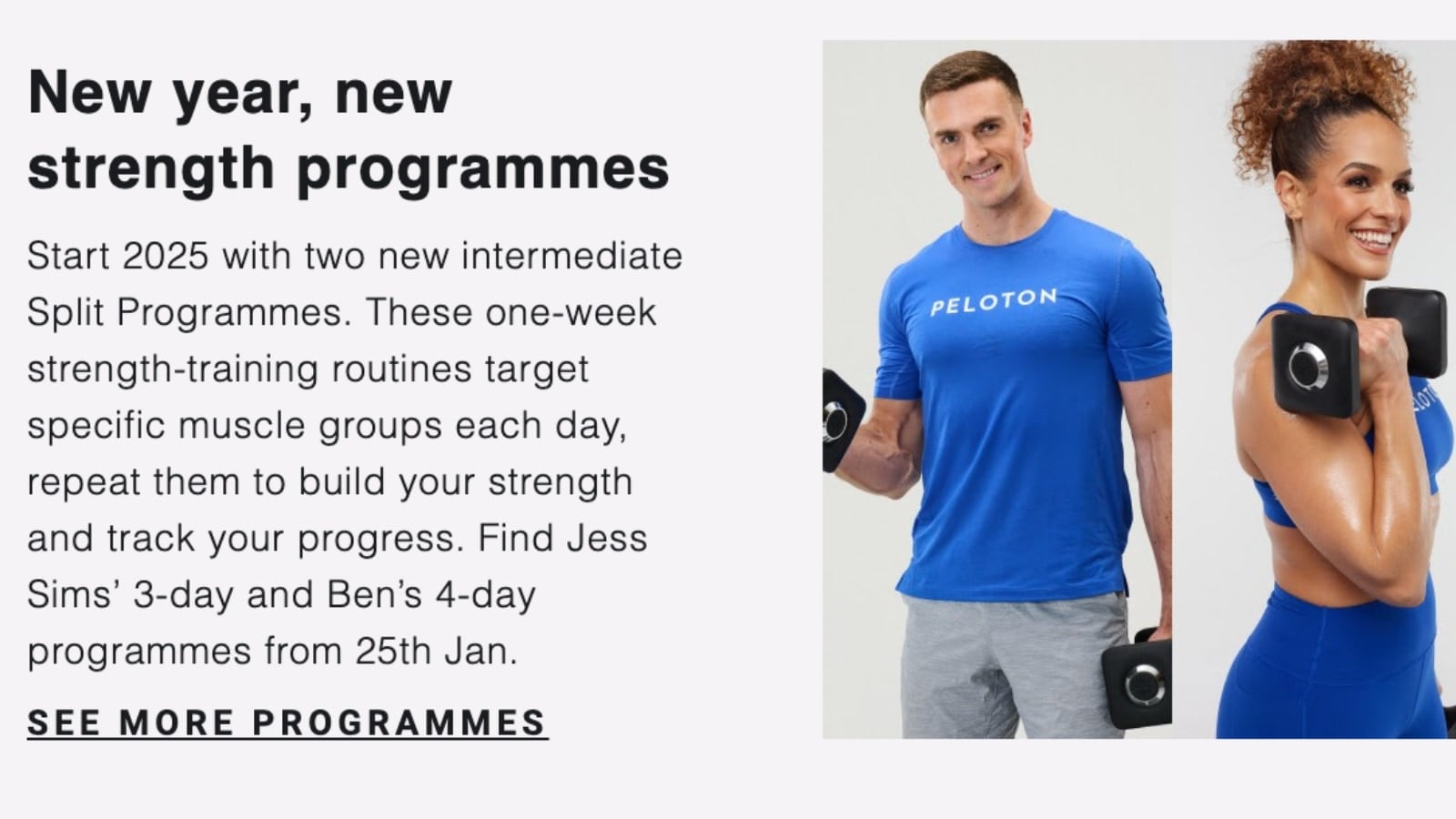 New Split program with Ben Alldis & Jess Sims on Peloton in January.