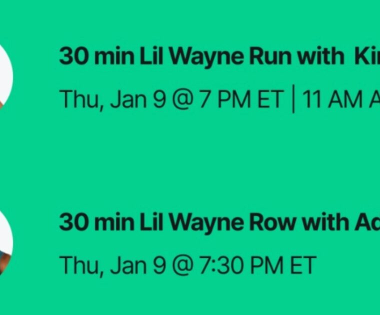 Peloton Lil Wayne class list. Image credit Peloton social media.