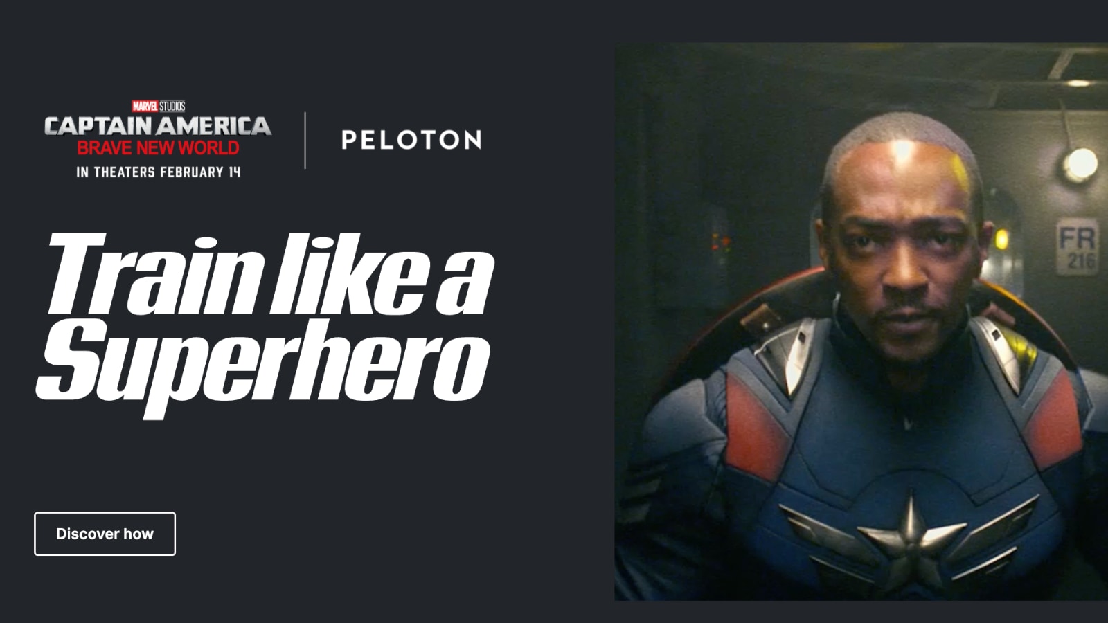 Peloton x Captain America Brave New World collaboration page.