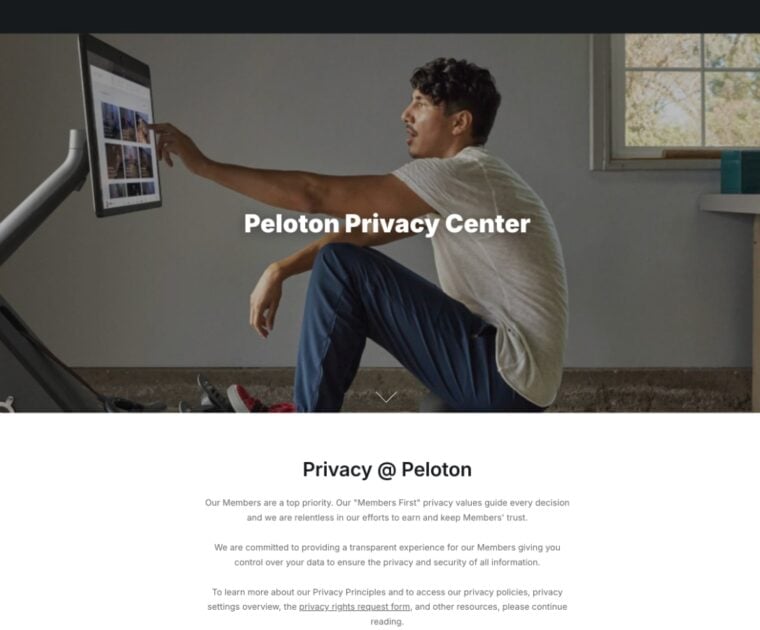 Peloton Privacy Center page.