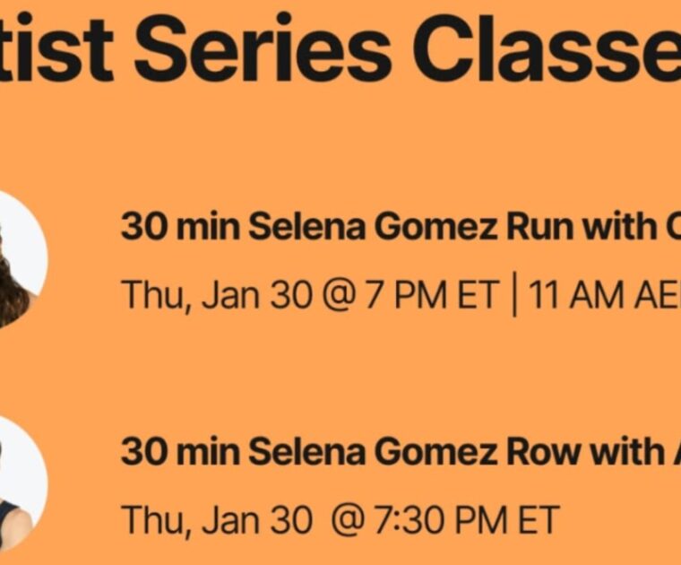 Peloton Selena Gomez classes. Image credit Peloton social media.