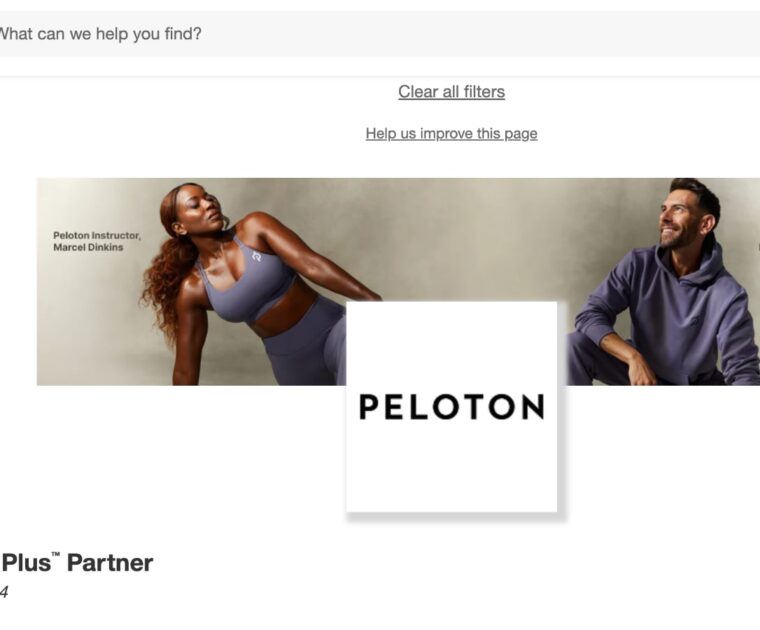 The Target website showing Peloton as a partner.