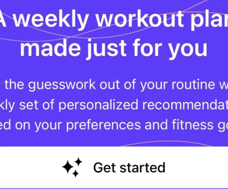 Weekly Workout Plan widget on Peloton app.