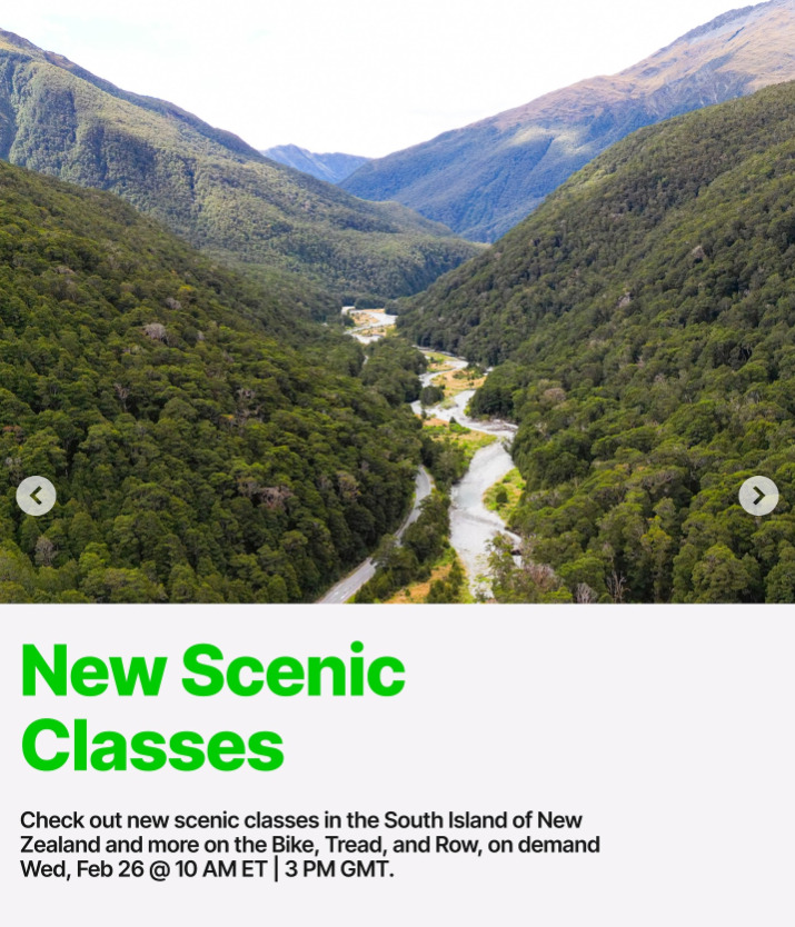 New Scenic classes will drop on demand this week. Image credit Peloton social media.