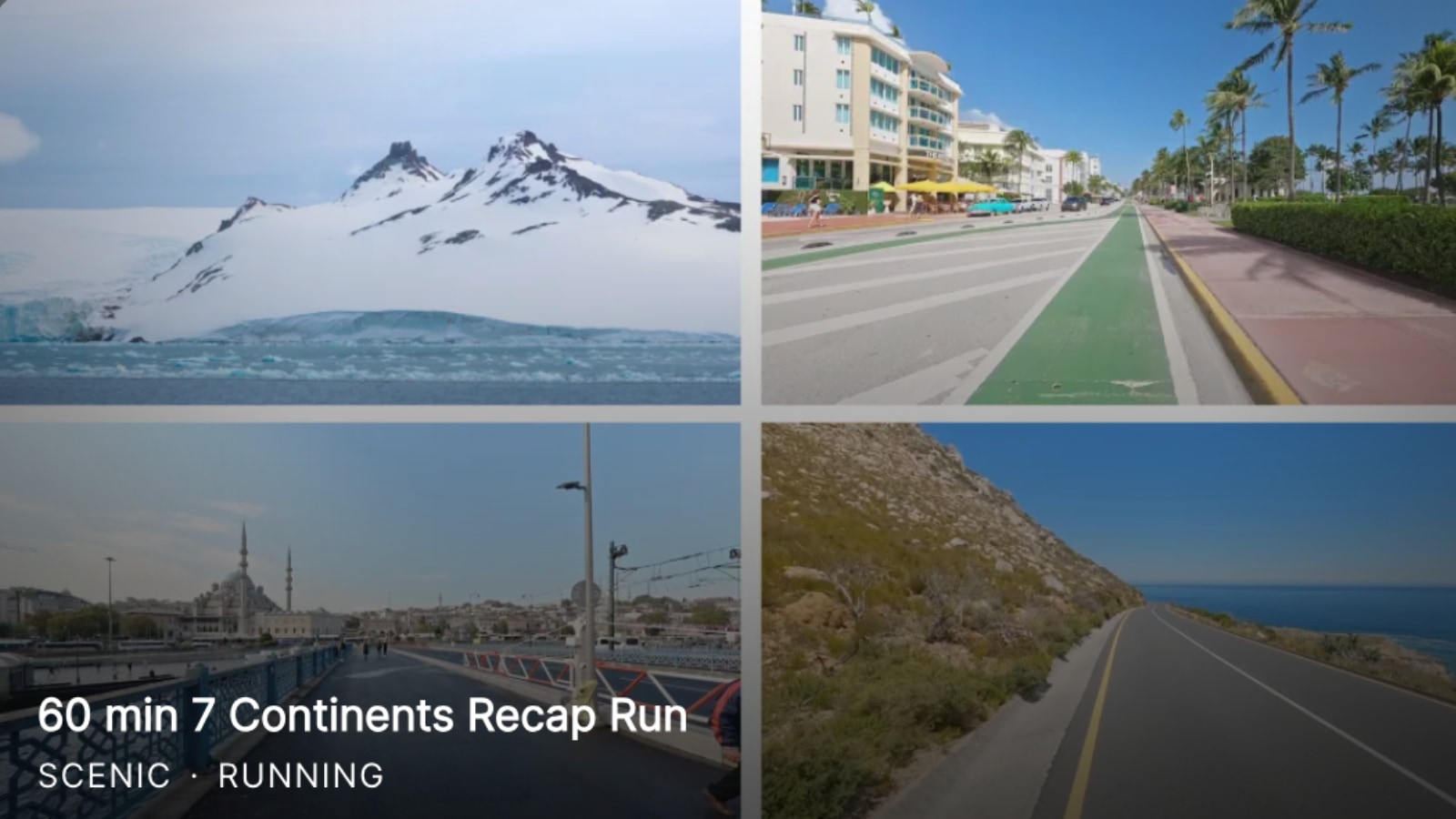 60 min 7 Continents Recap Run class on Peloton.