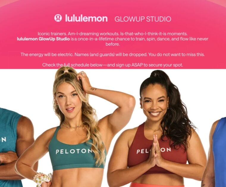 Peloton instructors at the lululemon GlowUp Studio weekend.