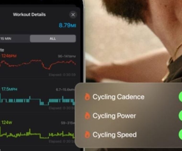 Peloton app notification about new Apple Health metrics.