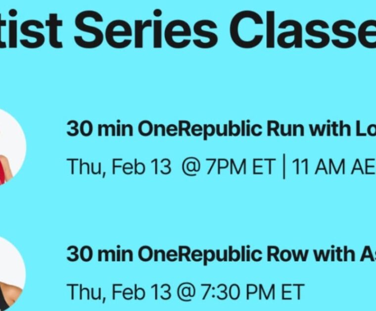 Peloton OneRepublic Peloton classes. Image credit Peloton social media.