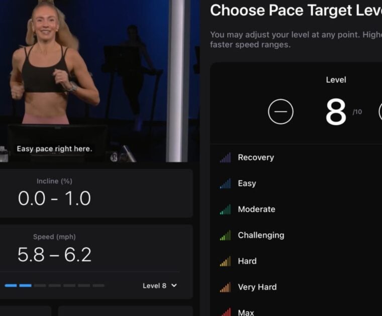 New pace targets features in the Peloton App.
