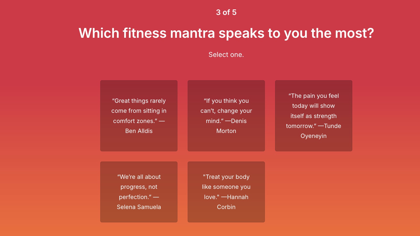 Peloton "Find Your Fitness Goal" Quiz