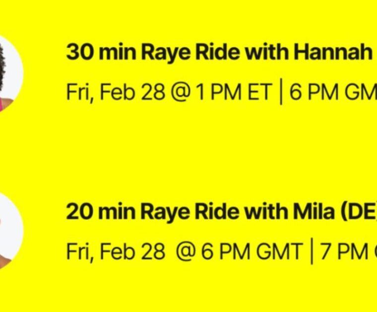 Raye Peloton class list. Image credit Peloton social media.