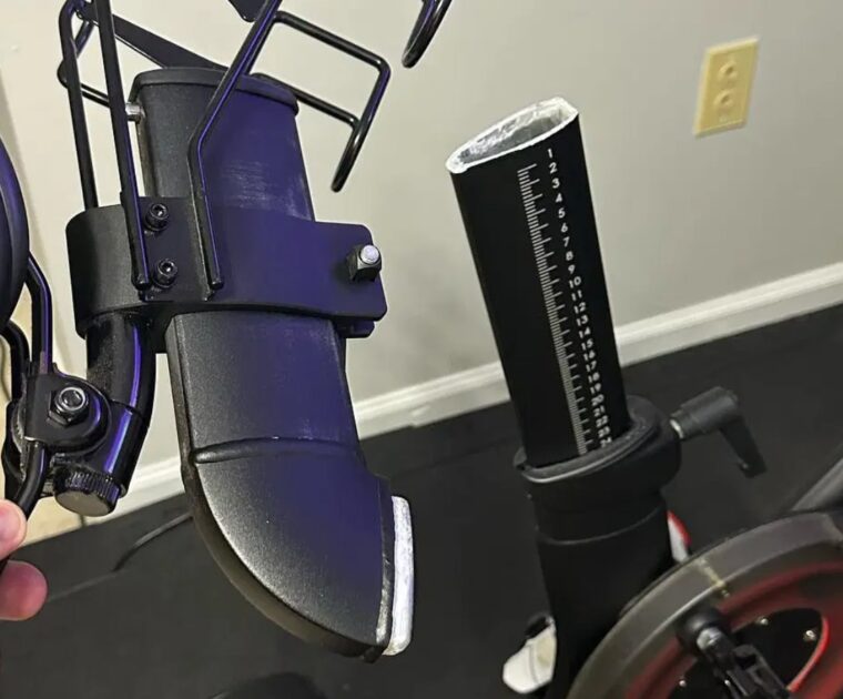A broken Peloton Bike seat post. Image credit Eric McPherson (#Brisket_n_Beer).