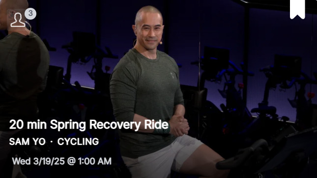 Sam Yo's newest Seasonal Recovery Ride from March 19, 2025