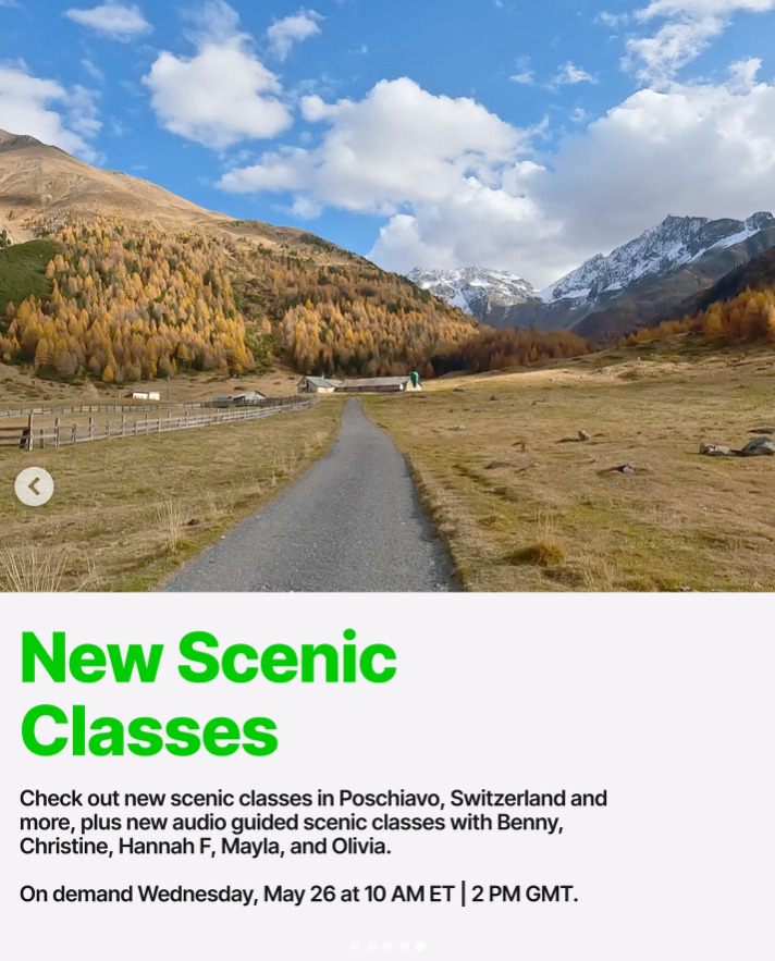 New Scenic classes from Peloton will drop this week. Image credit Peloton social media.