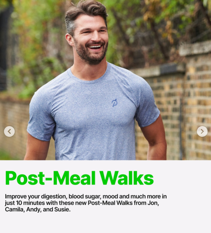 New outdoor Post-Meal Walks will drop this week. Image credit Peloton social media.