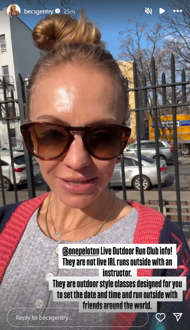 Becs Gentry sharing more about Peloton's new "Outdoor Run Club" on Instagram