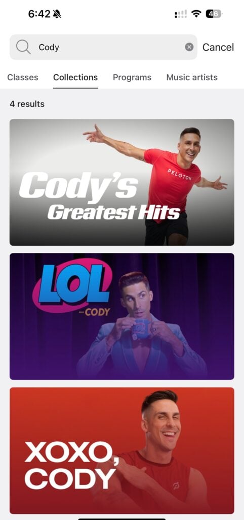 Peloton collections that match the search term "Cody"