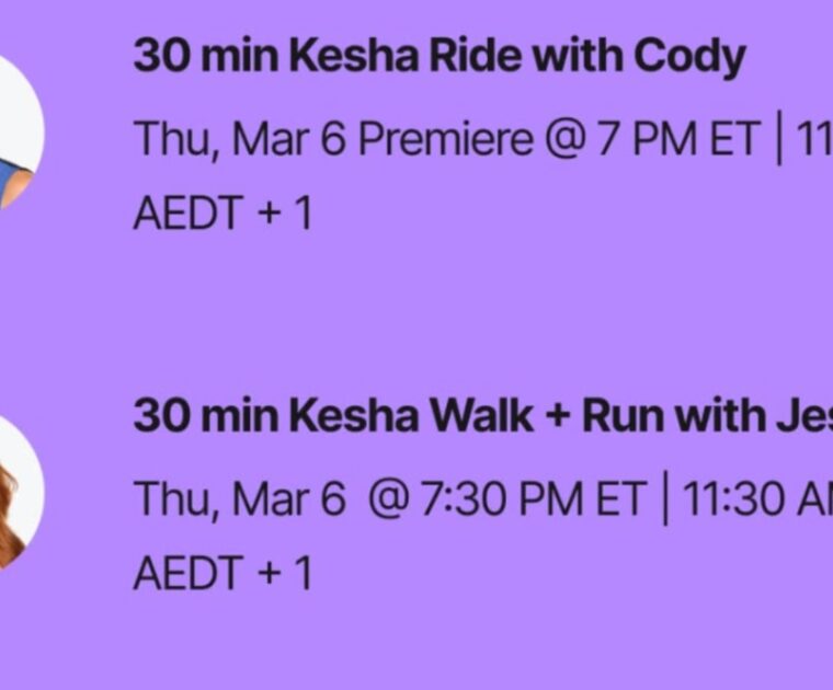 Kesha Peloton classes. Image credit Peloton social media