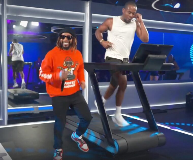 Lil Jon moving around the studio.