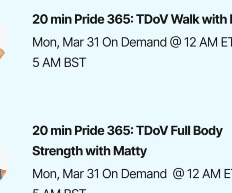 Peloton Transgender Day of Visibility classes for 2025.