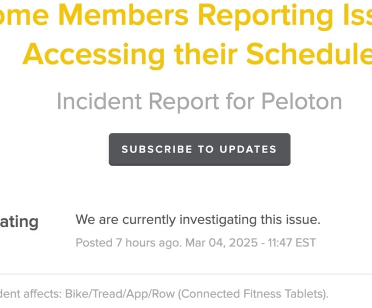 Bug with the Your Schedule feature on Peloton.