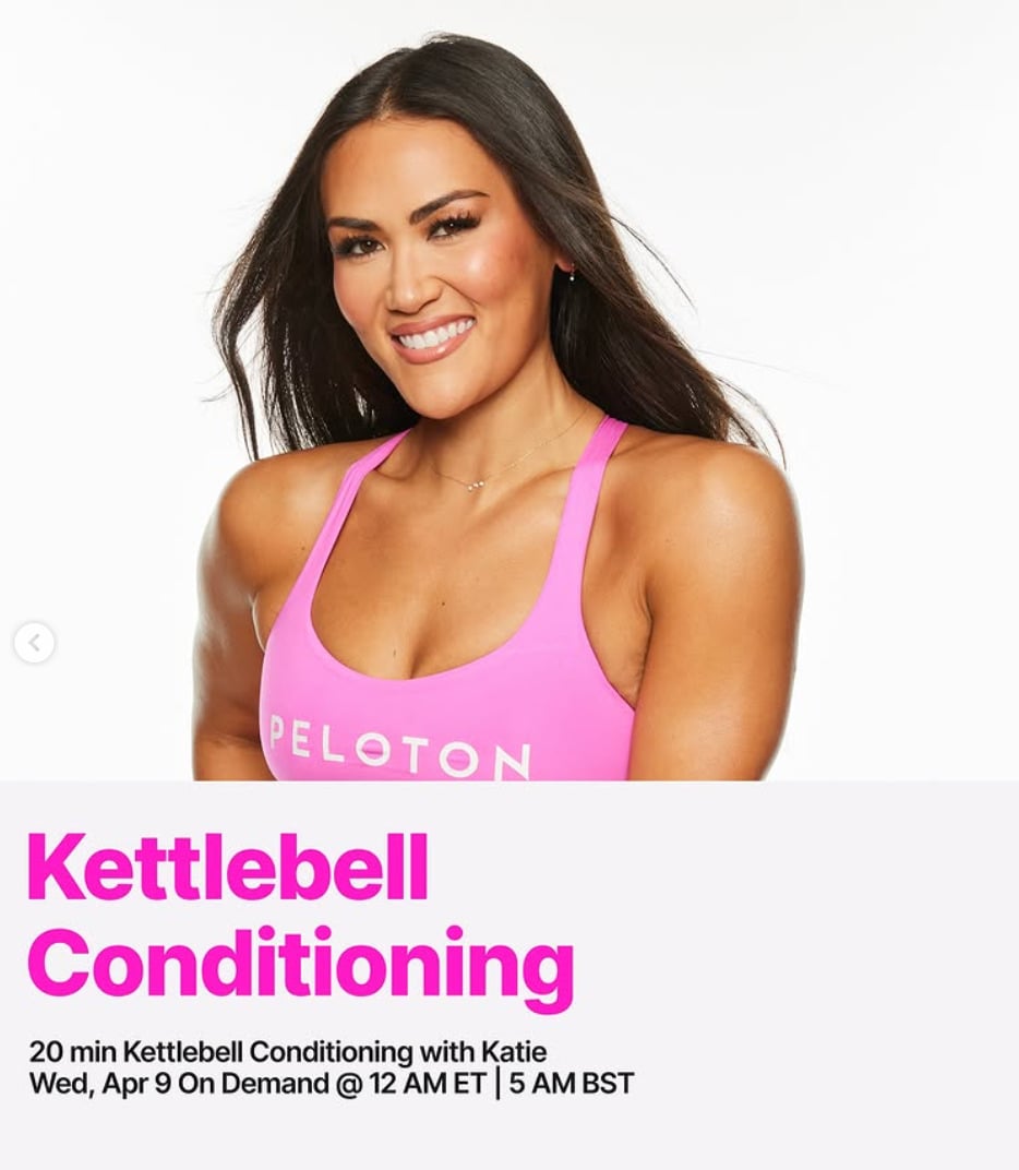 This week's new Kettlebell class will be Kettlebell Conditioning from Katie Wang. Image credit Peloton social media.