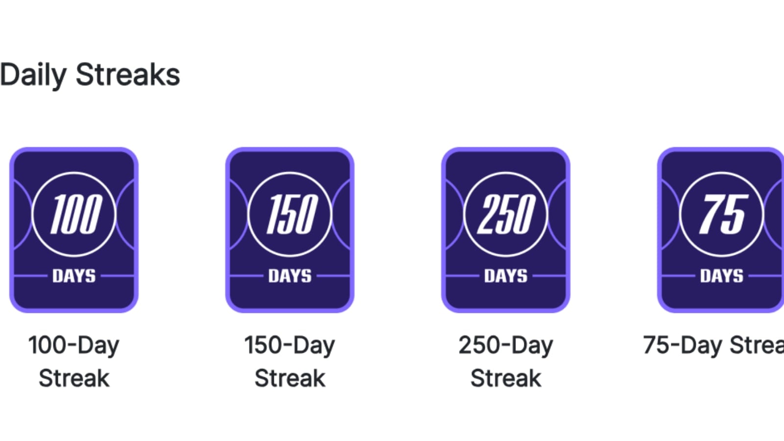 New Peloton daily streak badges.