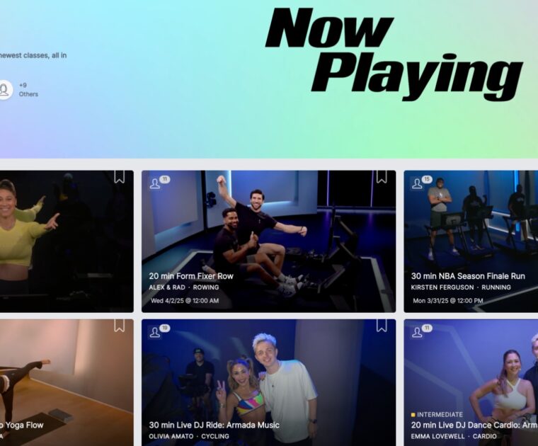 Peloton's new "Now Playing" class collection