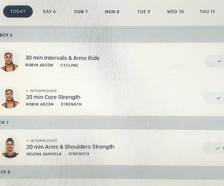 Peloton Schedule Feature.
