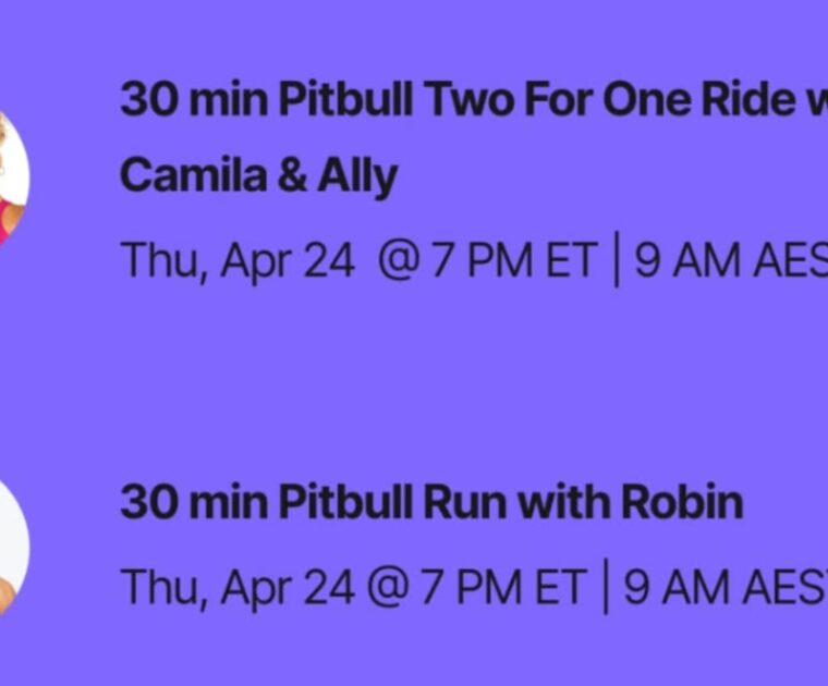 Pitbull Peloton classes. Image credit Peloton social media.