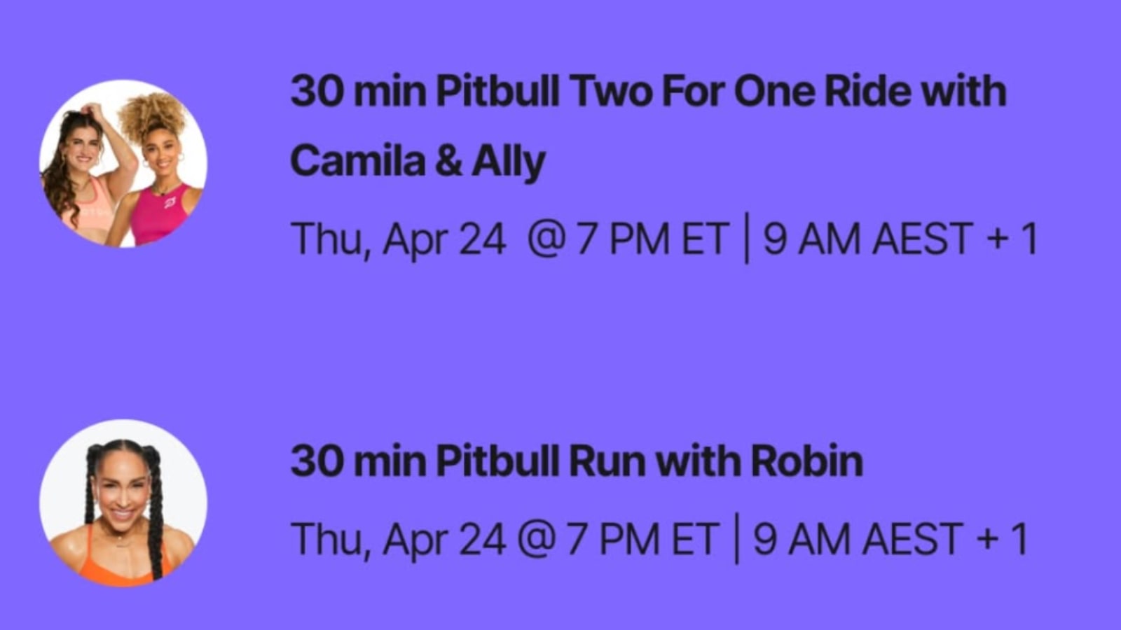 Pitbull Peloton classes. Image credit Peloton social media.