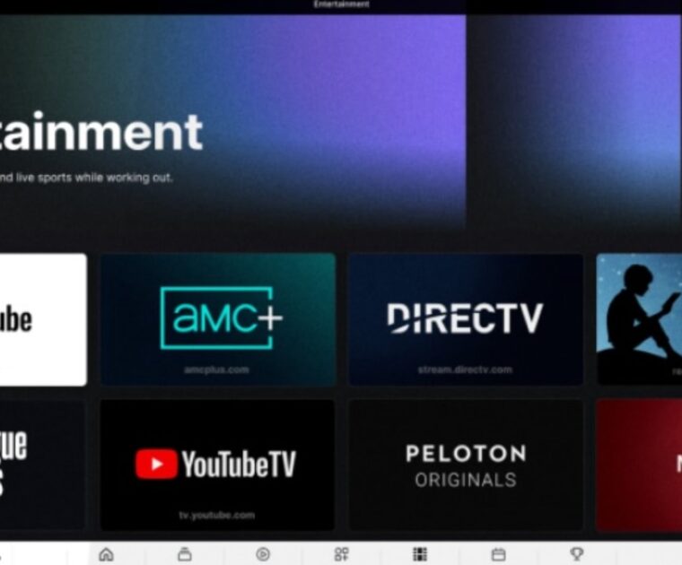 Regular YouTube added as an option on Peloton Entertainment. Image credit Peloton social media.