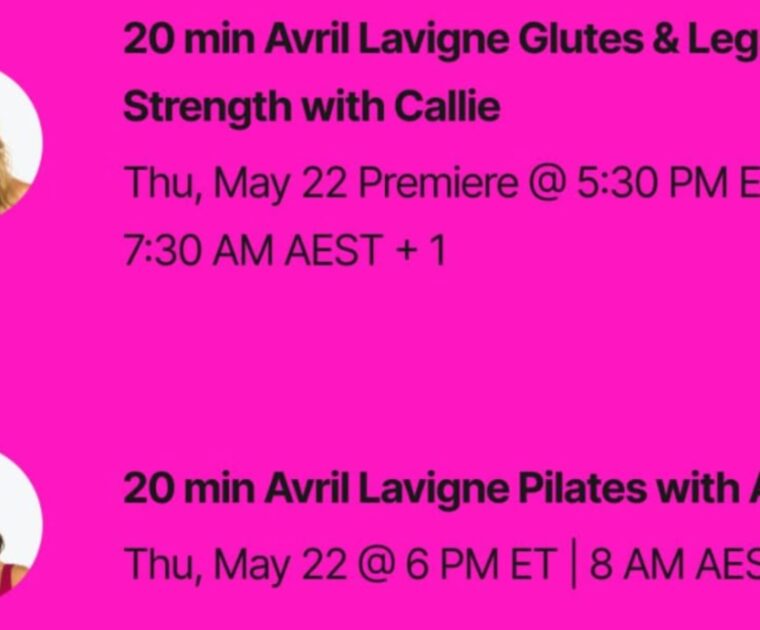 Peloton's Avril Lavigne class list. Image credit Peloton social media.