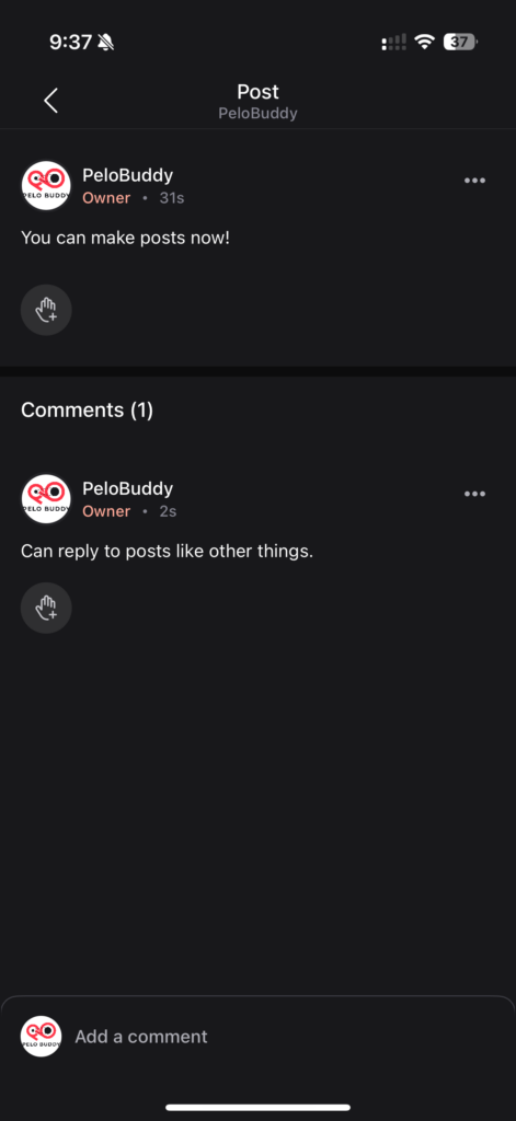 Replying to post in Peloton Teams
