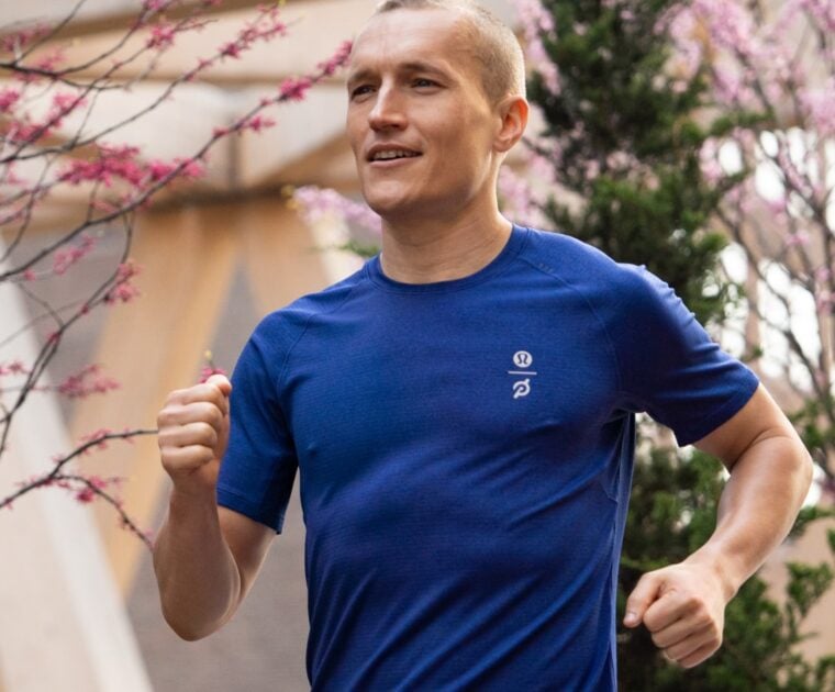 Peloton instructor Matt Wilpers running outdoors. Image credit Peloton.