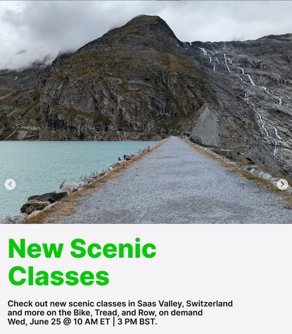 New Scenic classes will drop on demand this week. Image credit Peloton social media.