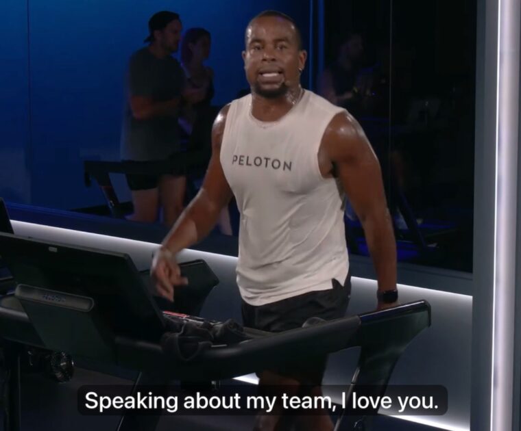 Alex Toussaint responding to Jennifer Jacobs & Ladder in a recent Peloton class.